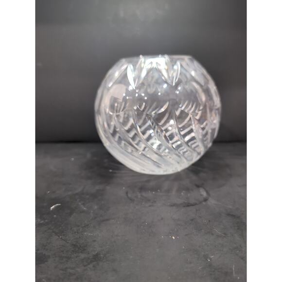 Zawiercie Hand Cut Crystal Bowl,‎ Lead Polish Crystal Orb, Sphere Fan Pattern - Picture 2 of 9